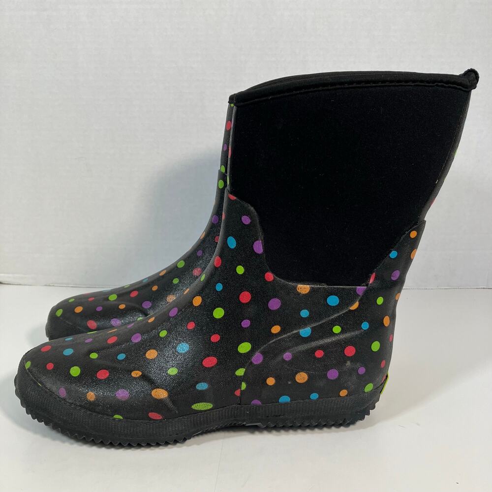 Western Chief Disty Dots Rain Boots Polka Dot Waterproof Neoprene Mid-Calf